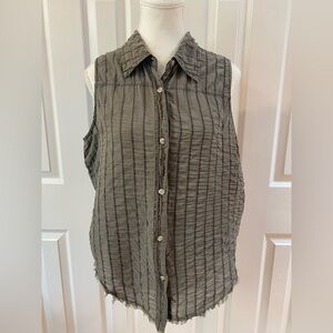 Wearables by XCVI Olive Green Striped Otto Sleeveless Top Size M